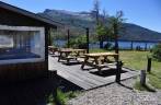 A simpática loja-restaurante no camping Falkner, no Parque Lanin, na região de San Martín de Los Andes, na Argentina